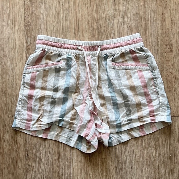 GAP Pants - Gap Multicolor Striped Linen Tie Waist Shorts - Size XS